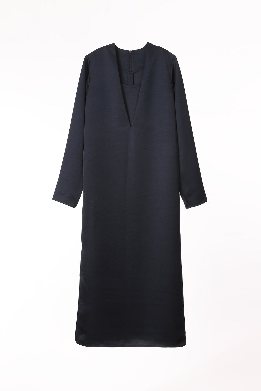 SATIN DEEP NECK DRESS