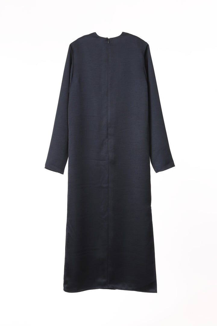 SATIN DEEP NECK DRESS
