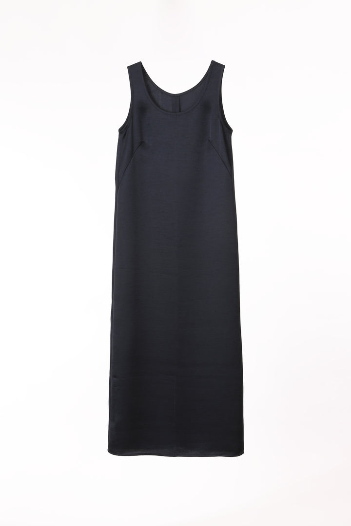 SATIN DEEP NECK DRESS